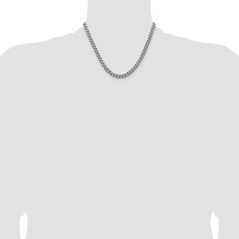 Sterling Silver Antiqued 6.0mm Curb Chain 18 Inches