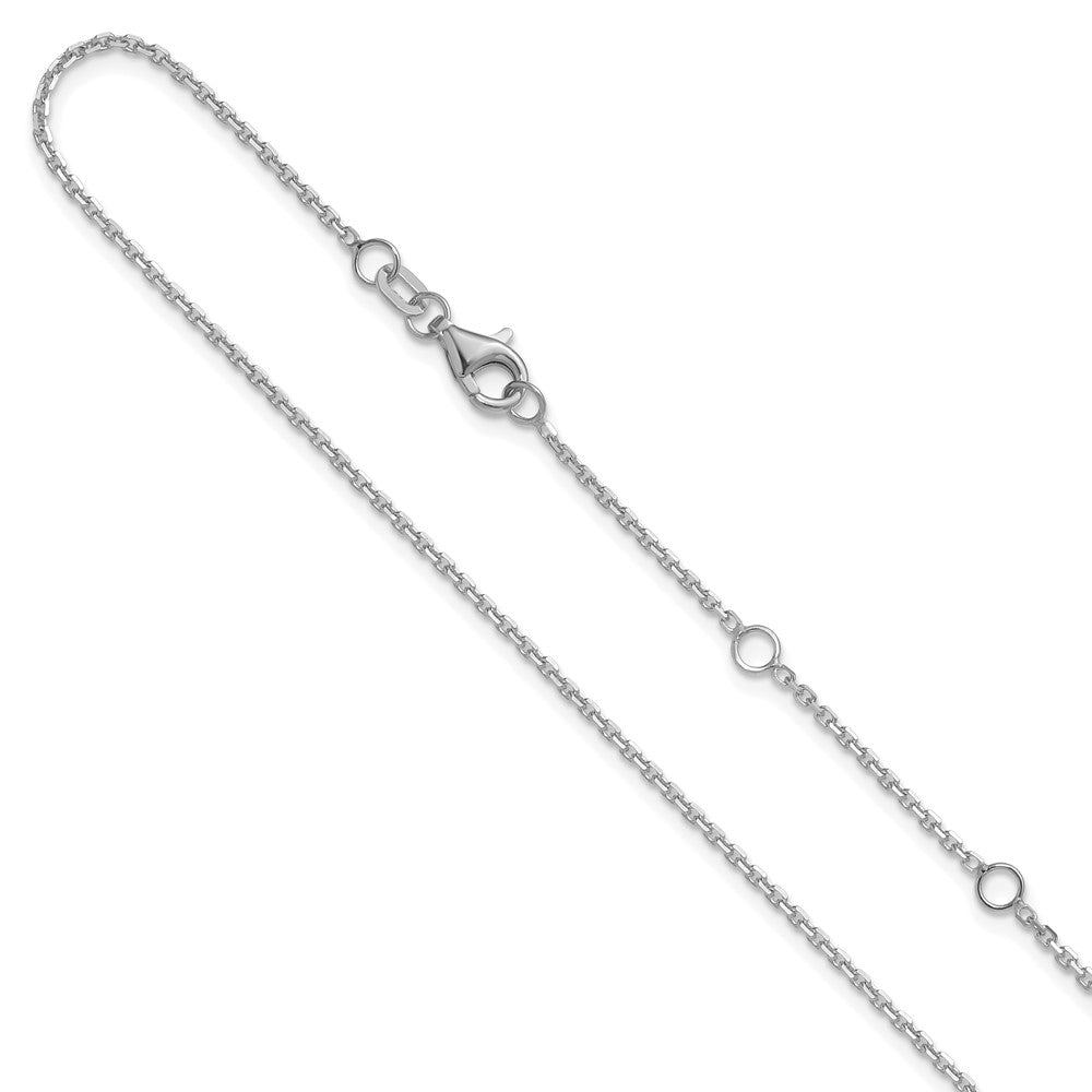 14k White Gold 1.4mm D/C Square Cable 2in+2in Adjustable Chain
