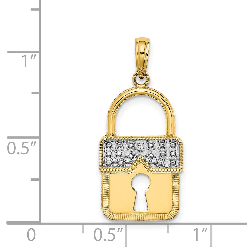14k w/Rhodium Lock Charm