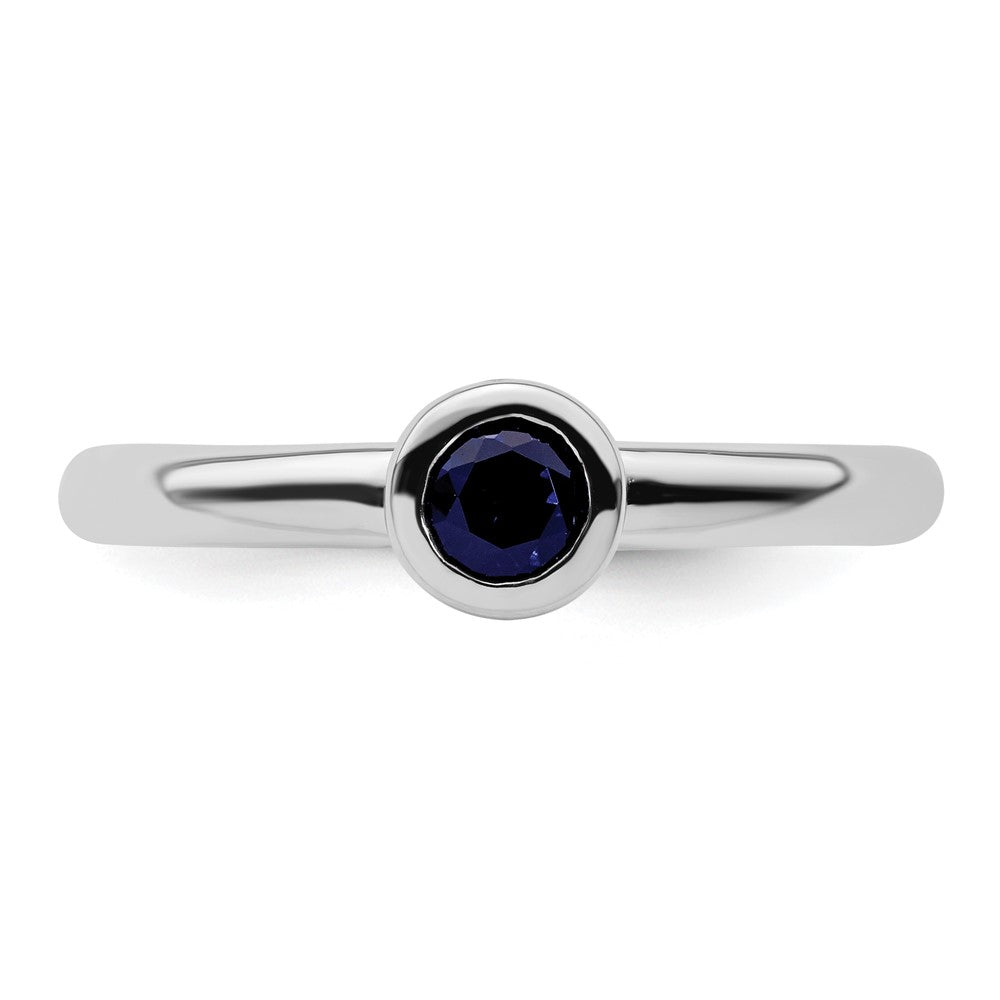 Sterling Silver Stackable Expressions Low 4mm Round Cr. Sapphire Ring Size -10