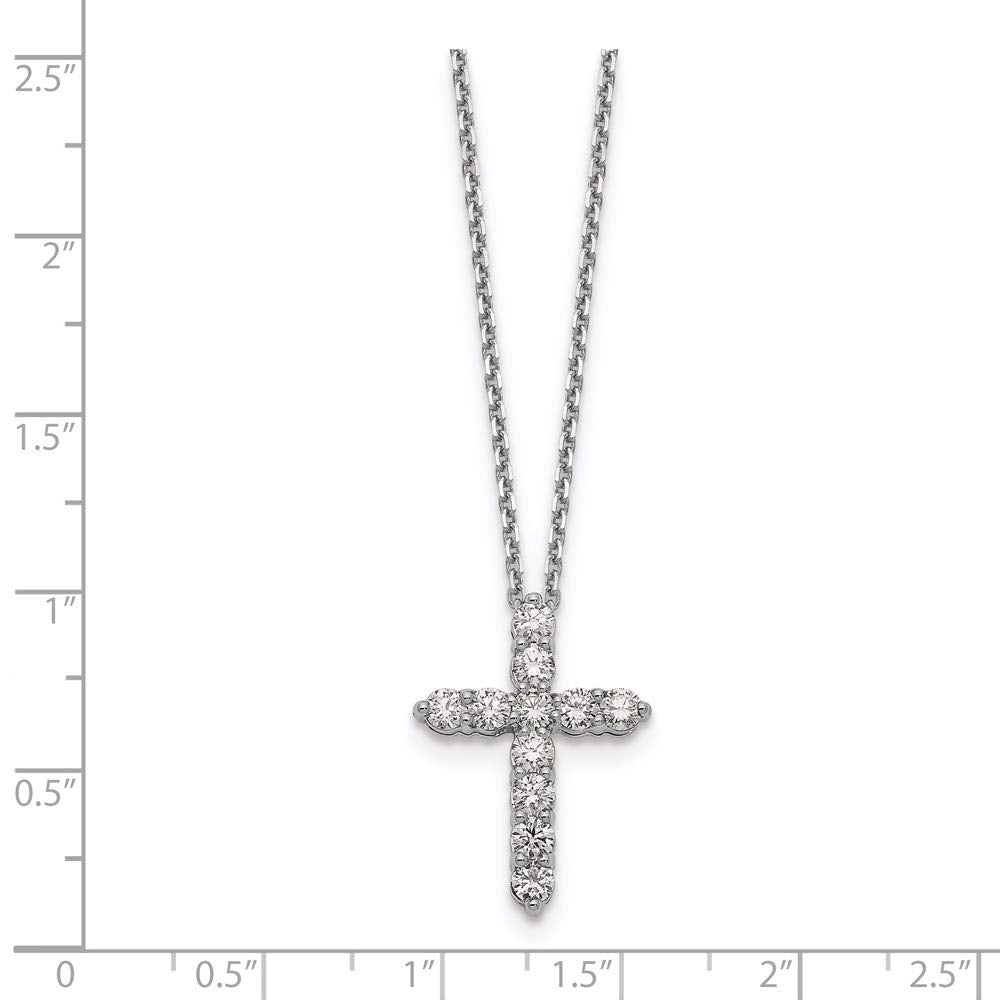 Primal Gold 14 Karat White Gold Diamond Cross 18-inch Necklace
