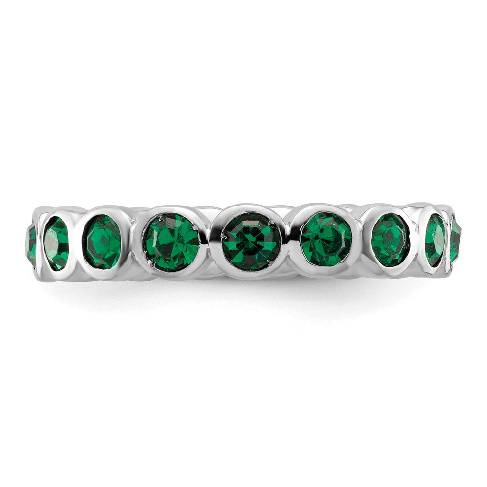 Sterling Silver Stackable Expressions May Crystal Ring Size -9