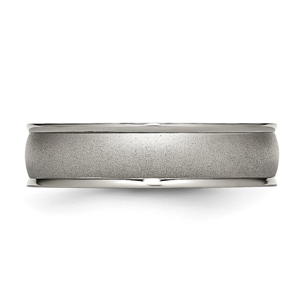 Titanium Brushed Center 6mm Ridged Edge Band Size - 12.5