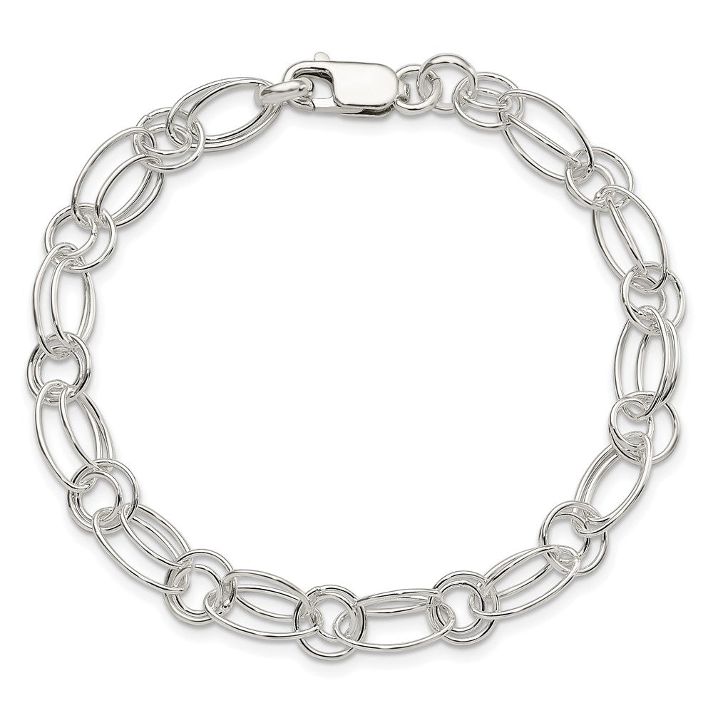Sterling Silver Polished Oval Link Bracelet 7.5 inches