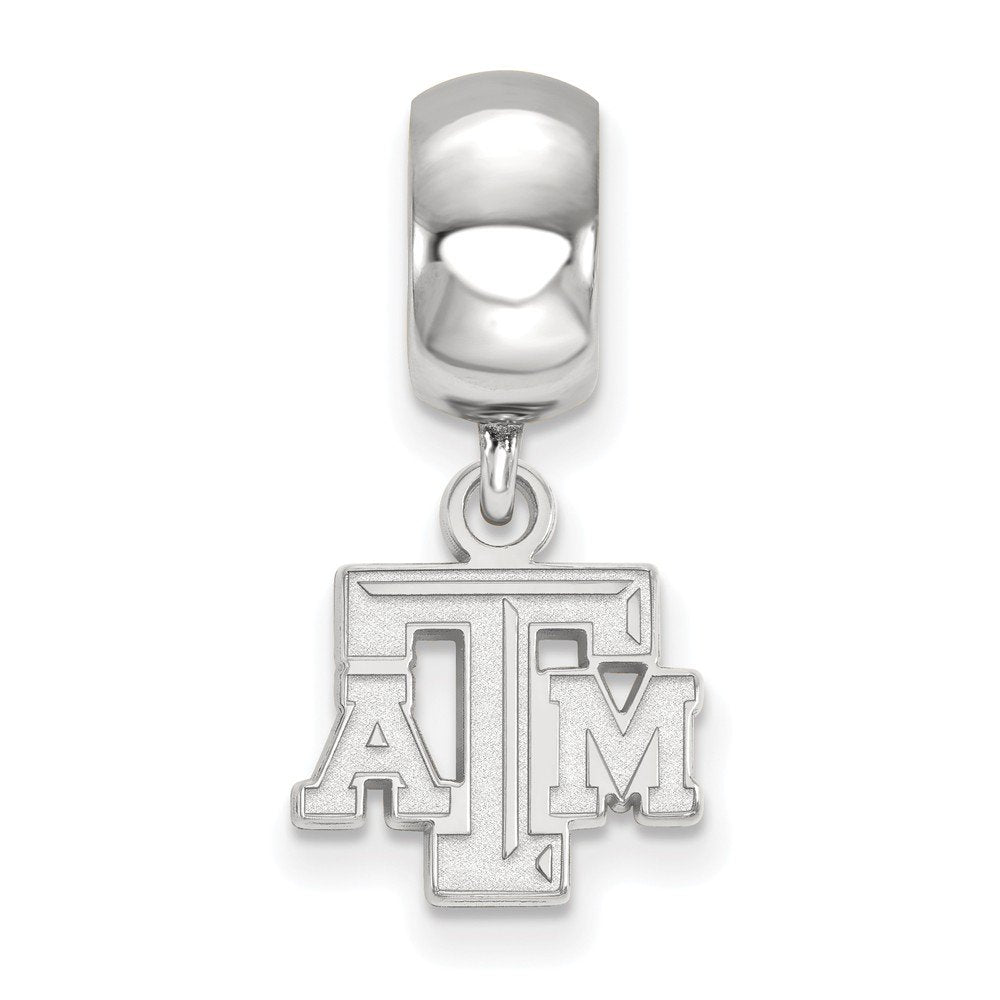 Sterling Silver Rhodium-plated LogoArt Texas A and M University T-A-M Extra Small Dangle Bead Charm