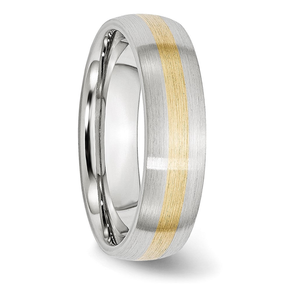 Cobalt 14k Gold Inlay Satin 6mm Band Size - 11.5