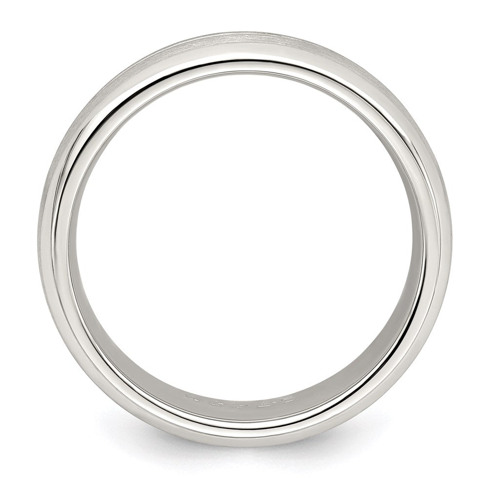 Sterling Silver 7mm Brushed Domed Grooved Fancy Band Size 8