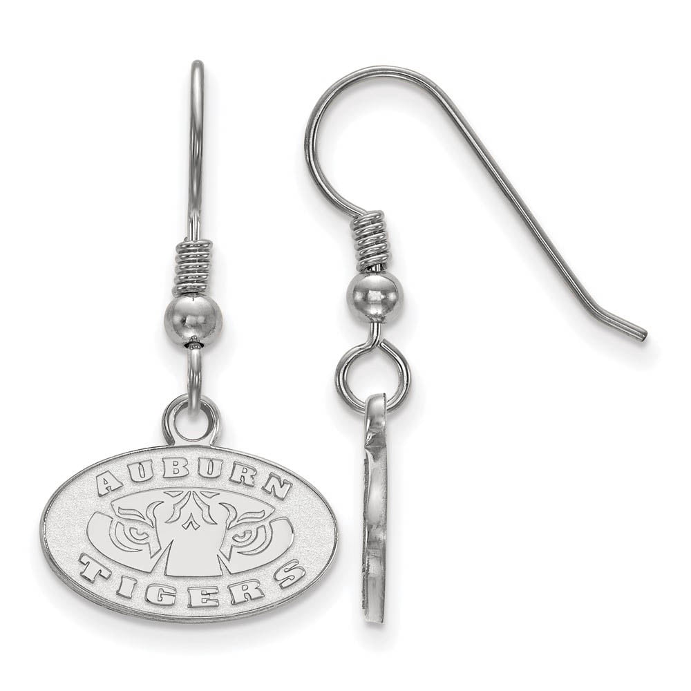 Sterling Silver Rhodium-plated LogoArt Auburn Tigers Extra Small Dangle Wire Earrings Q-SS047AU