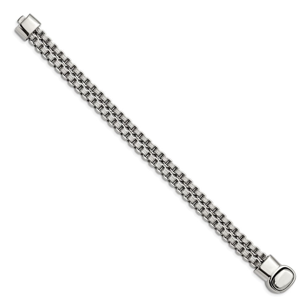 Stainless Steel Polished and Textured  Rolo Link 8.75in Bracelet 8.75 inches