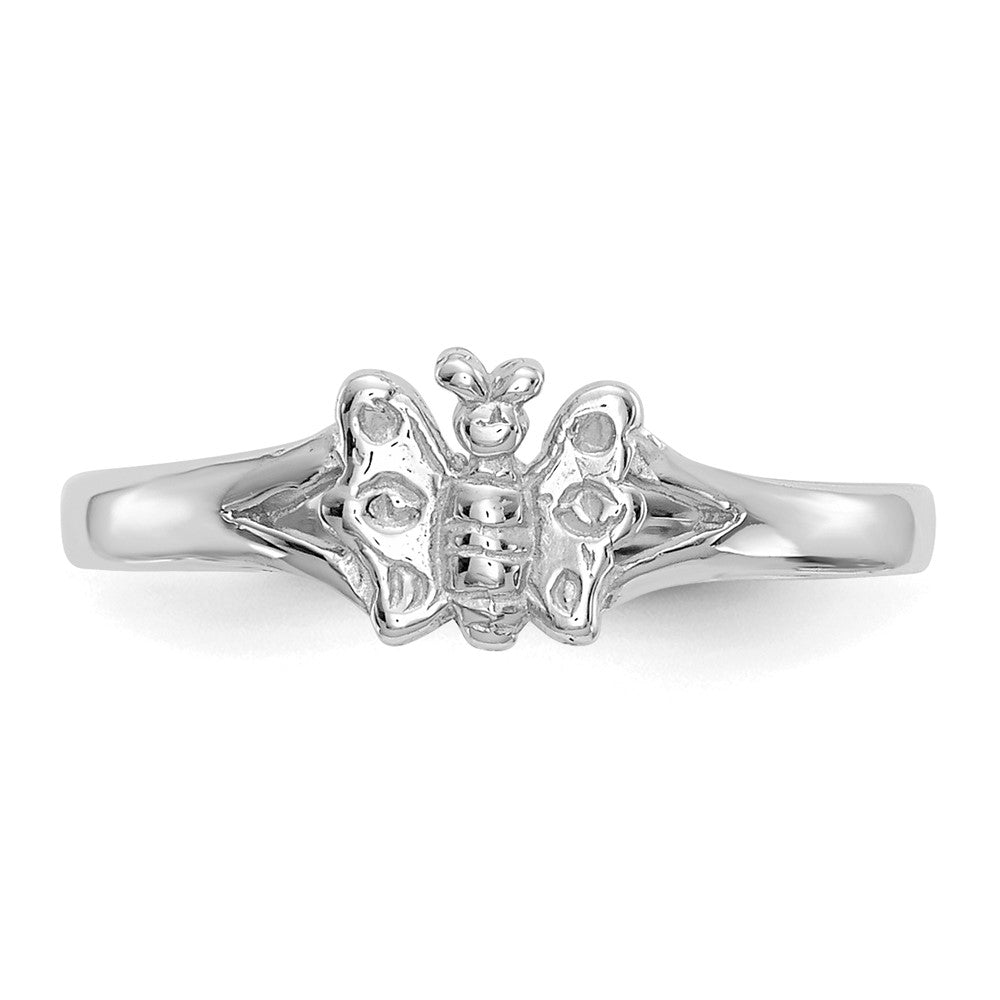 10K White Gold Butterfly Baby Ring Size 2