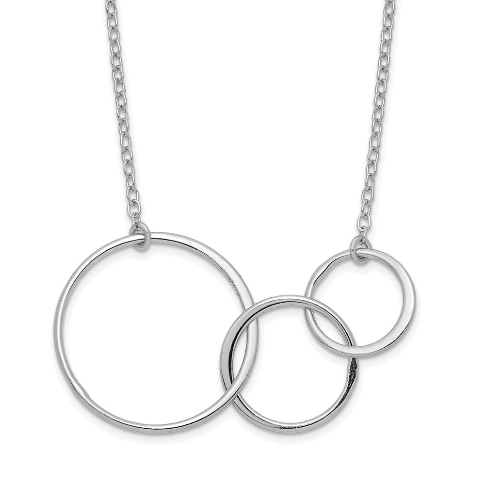 Sterling Silver Rhodium-plated 3 Intertwined Circles w/2 in ext. Necklace 16 Inches