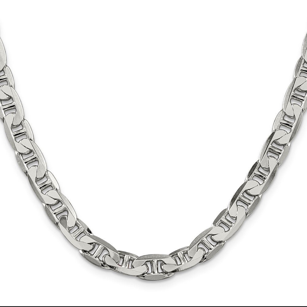 Sterling Silver 7mm Flat Anchor Chain 18 Inches