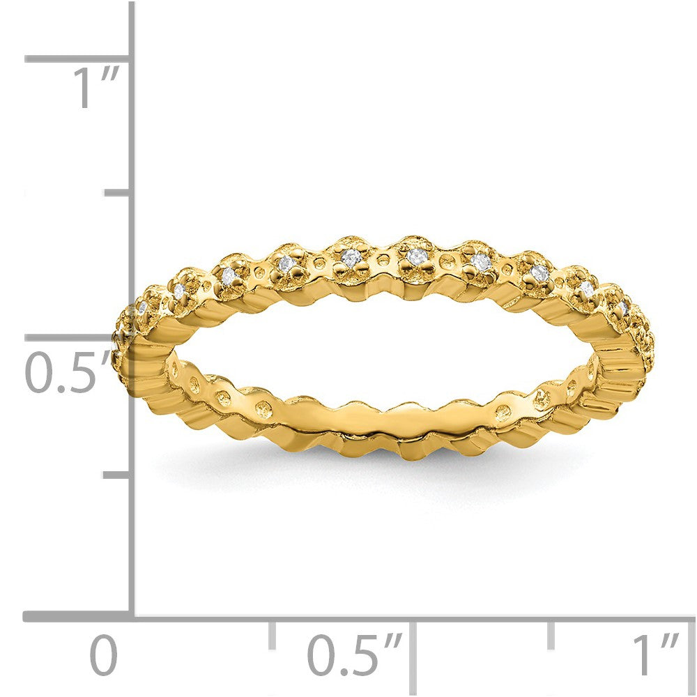 Sterling Silver Stackable Expressions Diamond Gold-plated Ring Size -10