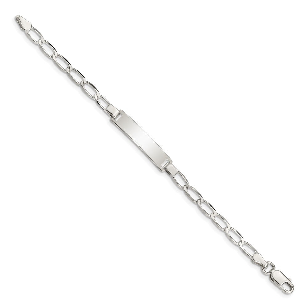 Sterling Silver Polished Engraveable Childrens ID Bracelet 5.5 inches