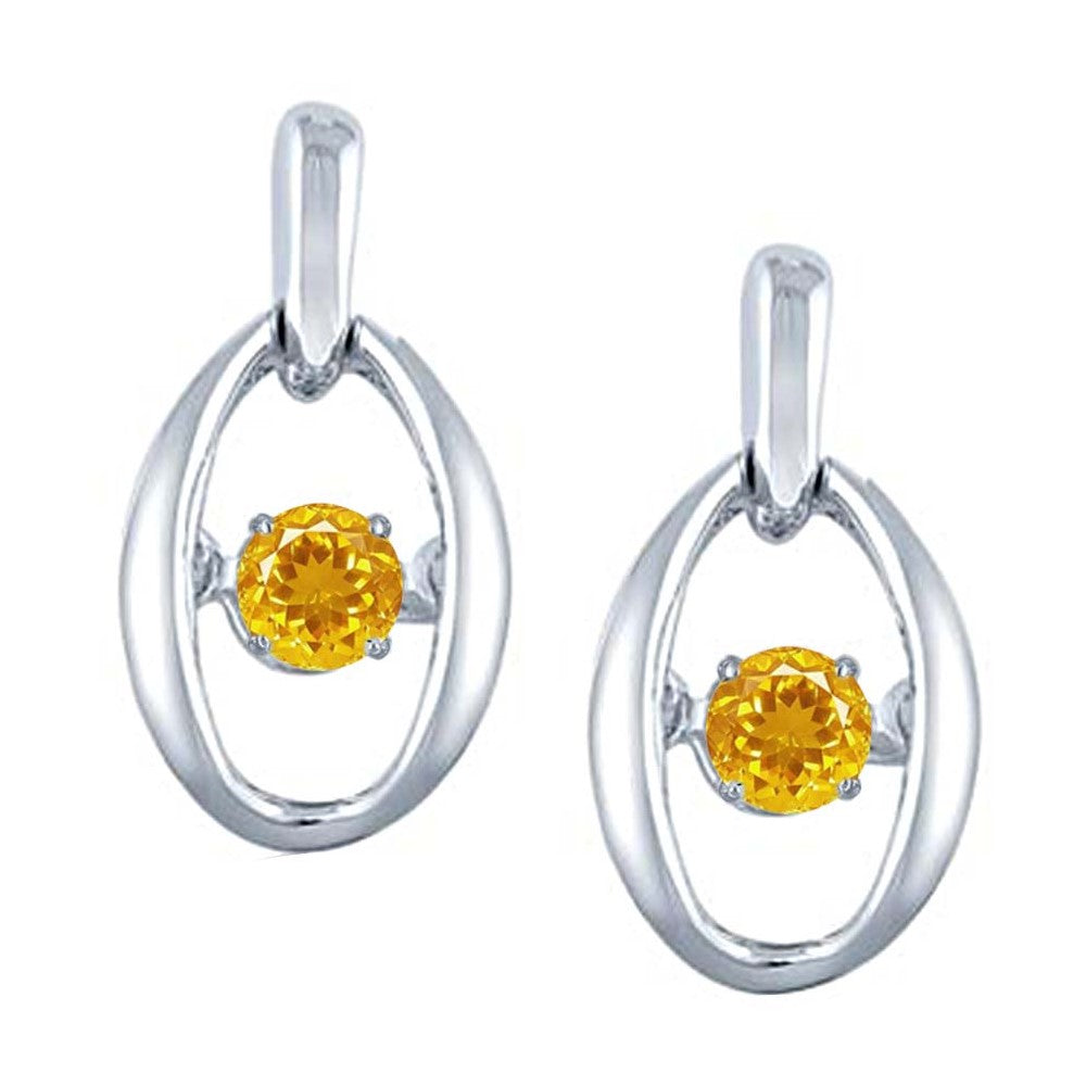SS Earrings with Citrine 2 = 1/5 ctw