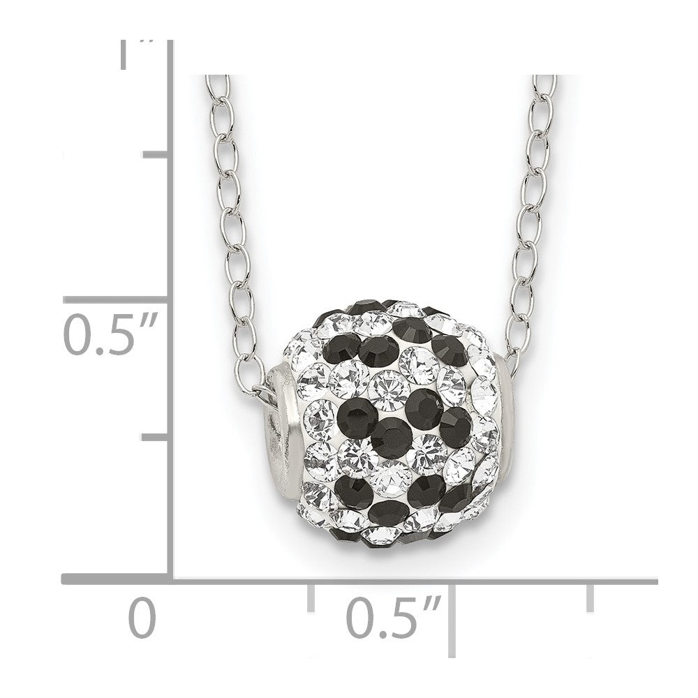 Sterling Silver Rhodium-plated Black and White Stellux Crystal Necklace 18 Inches