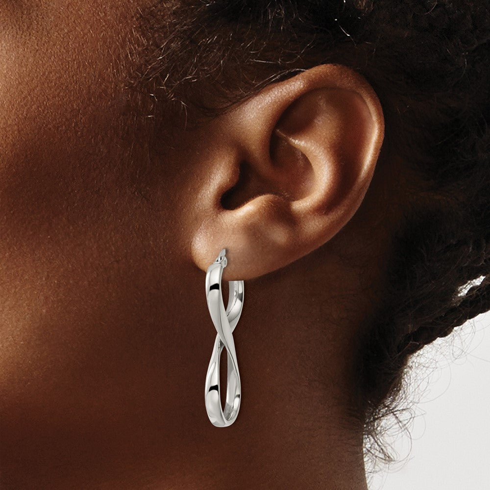 Stainless Steel Polished Infinity Symbol Twist Hoop Earrings