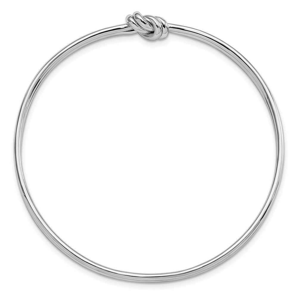 Sterling Silver Rhodium-plated Polished Knot Slip on Bangle 8 inches