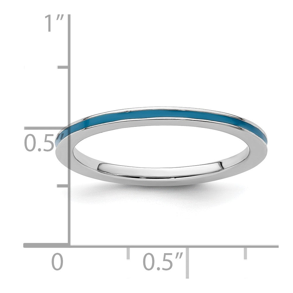Sterling Silver Stackable Expressions Blue Enameled 1.5mm Ring Size -10