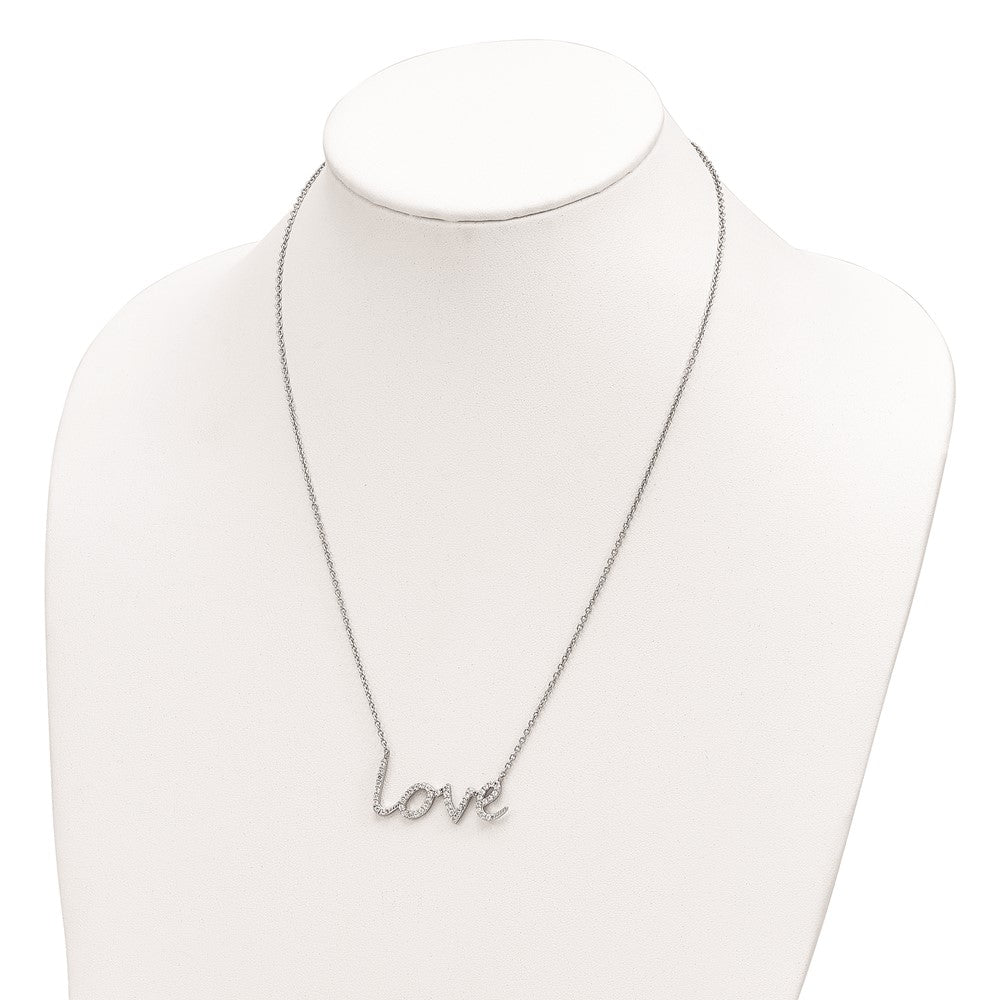 Cheryl M Sterling Silver Rhodium-plated Brilliant-cut CZ LOVE 18 Inch Necklace 18 Inches