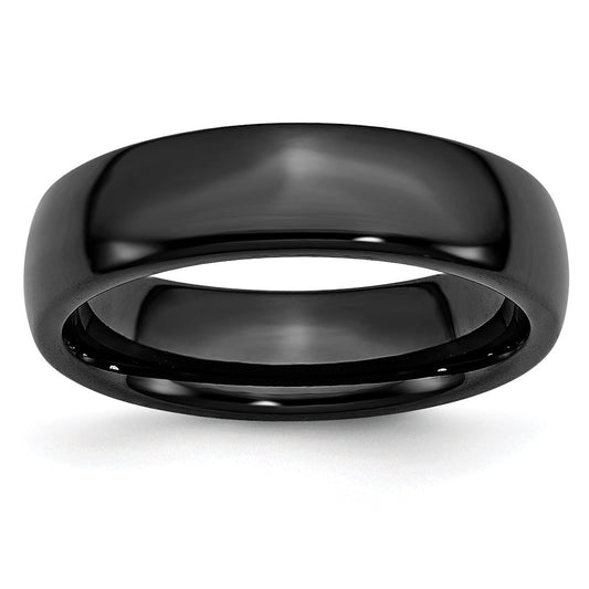 Black Ceramic 6mm Polished Band Size - 7