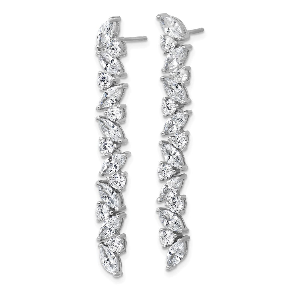 Cheryl M Sterling Silver Rhodium-plated Polished Fancy CZ Post Dangle Earrings