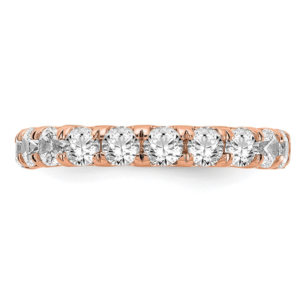 14k Rose Gold 3 carat Lab Grown Diamond VS/SI+ G+ Size 6 Shared Prong Eternity Band