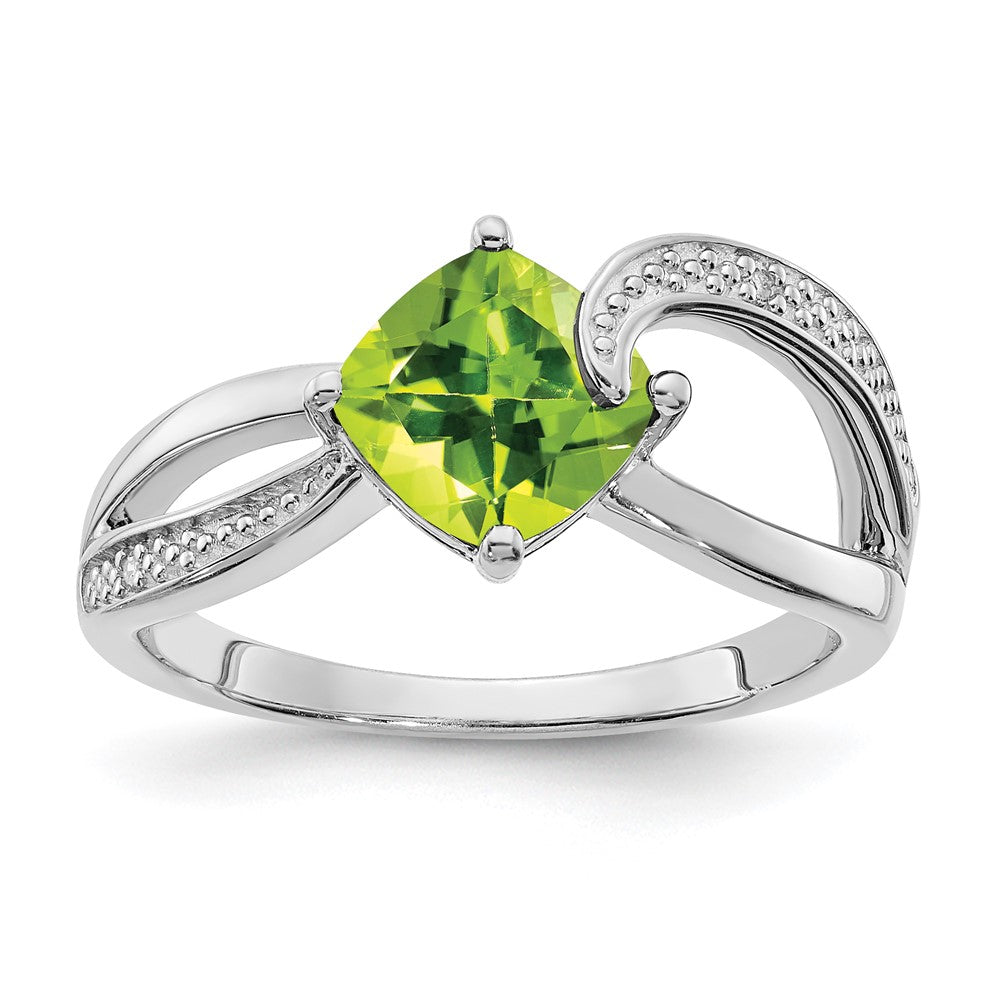 Sterling Silver ANC Peridot & Diamond Ring