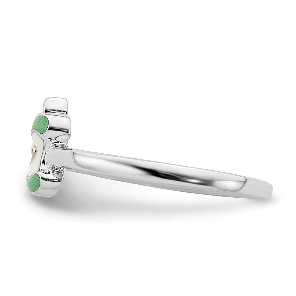 Sterling Silver Rhodium-plated Childs Enameled Apple Core Ring