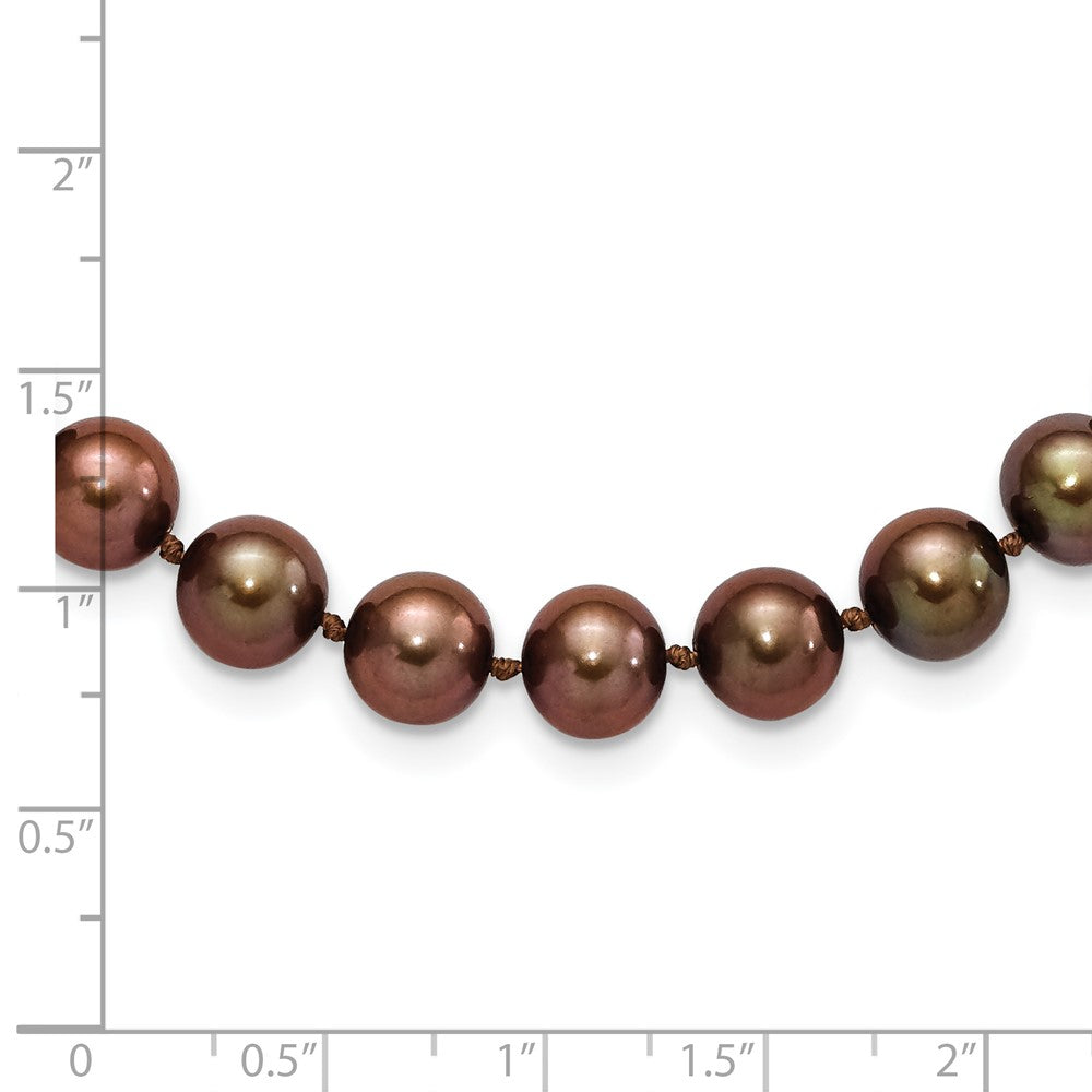 Sterling Silver Rhodium-plated 8-9mm Brown Near-Round Freshwater Cultured Pearl 28 inch Necklace 28 Inches