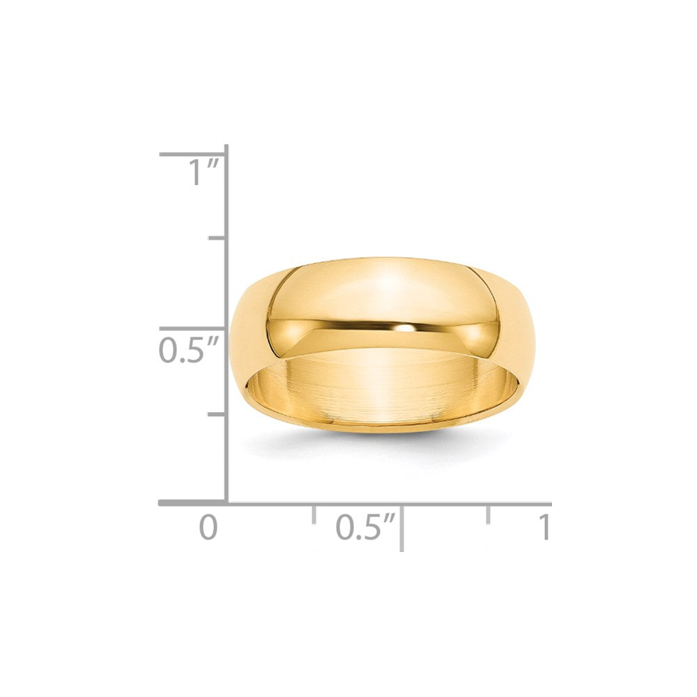14k Yellow Gold 7mm Half-Round Wedding Band Size 7