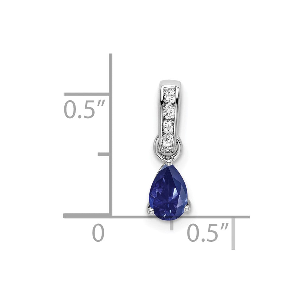 14k White Gold 1/20 carat Lab Grown Diamond VS/SI+ G+ and Lab Created Blue Sapphire Pendant