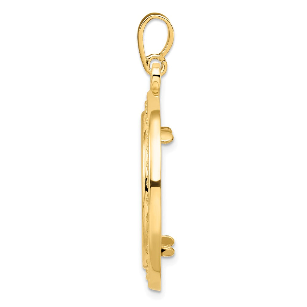 Wideband Distinguished Coin Jewelry 14k Polished Casted Rope with Bright Edge 22.0mm Prong Coin Bezel Pendant
