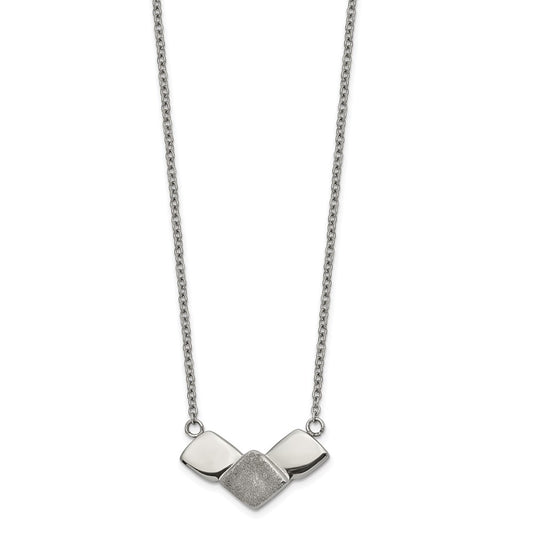 Stainless Steel Polished Laser cut 15in w/2.5in ext Necklace