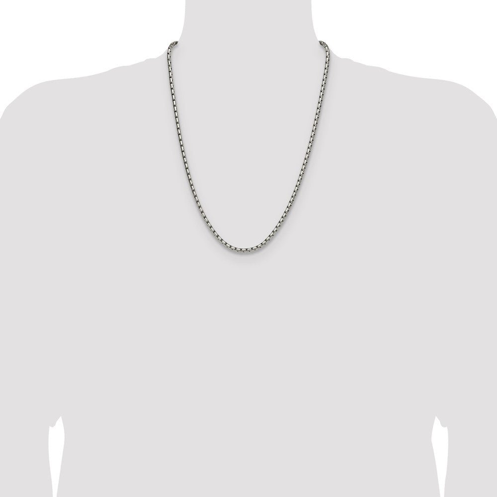 Chisel Stainless Steel Polished 3.5mm 24 inch Elongated Round Box Chain