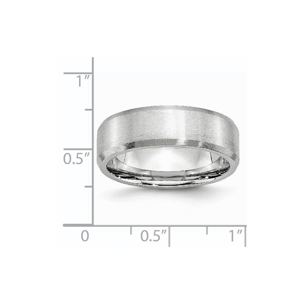 Cobalt Beveled Edge Satin 7mm Band Size - 9.5