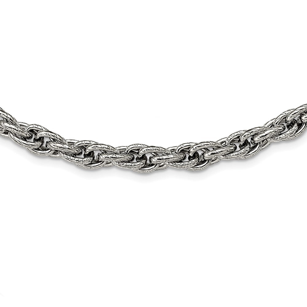 Stainless Steel Polished and Textured 24in Fancy Rope Chain