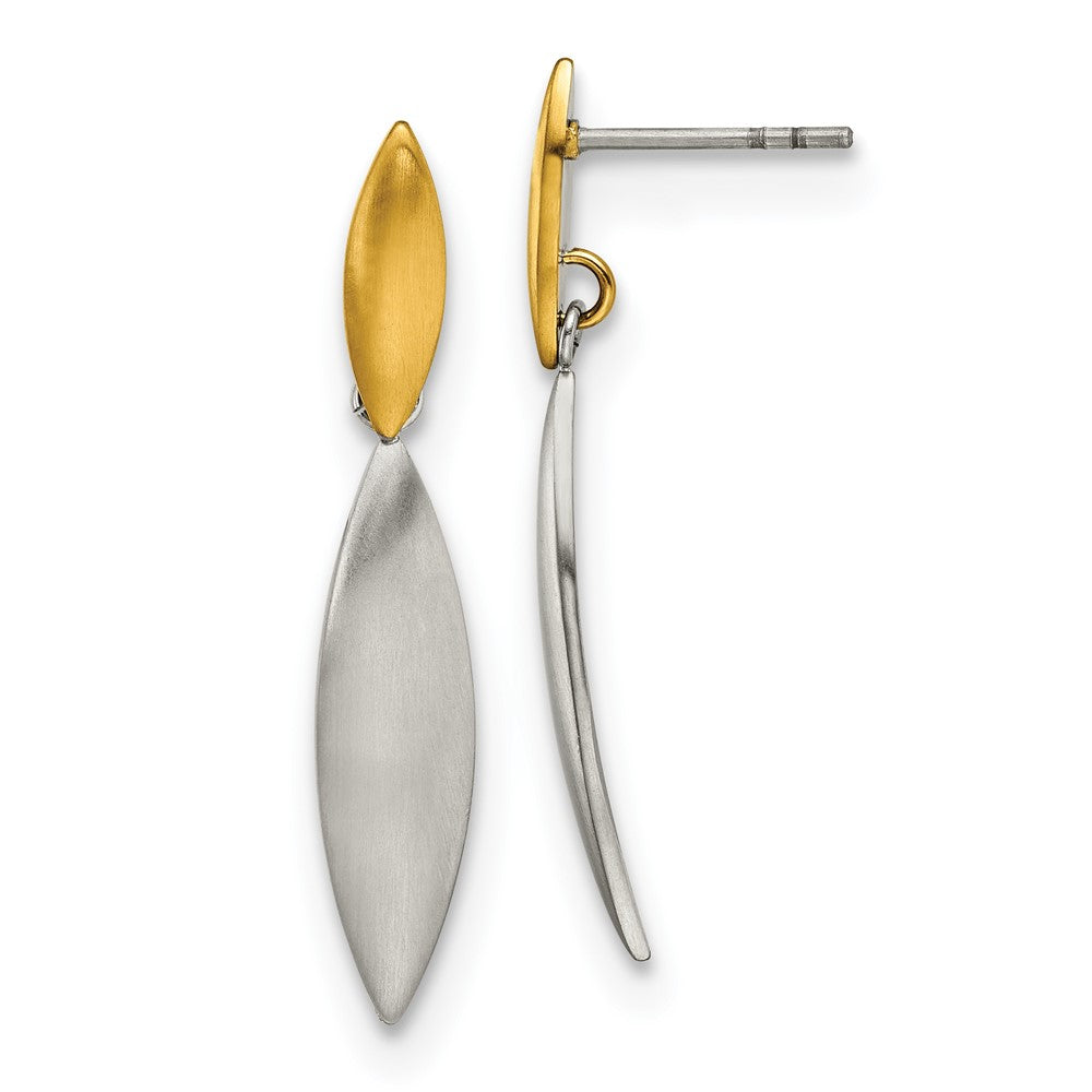 Stainless Steel Brushed Yellow IP-plated Post Dangle Earrings