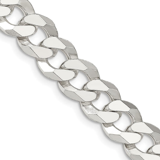 Sterling Silver 12.3mm Beveled Curb Chain 24 Inches
