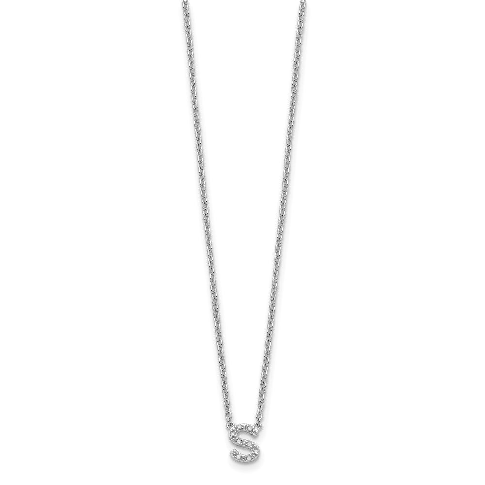 Sterling Silver Polished Diamond Initial s with 16 + 2 in ext Necklace
