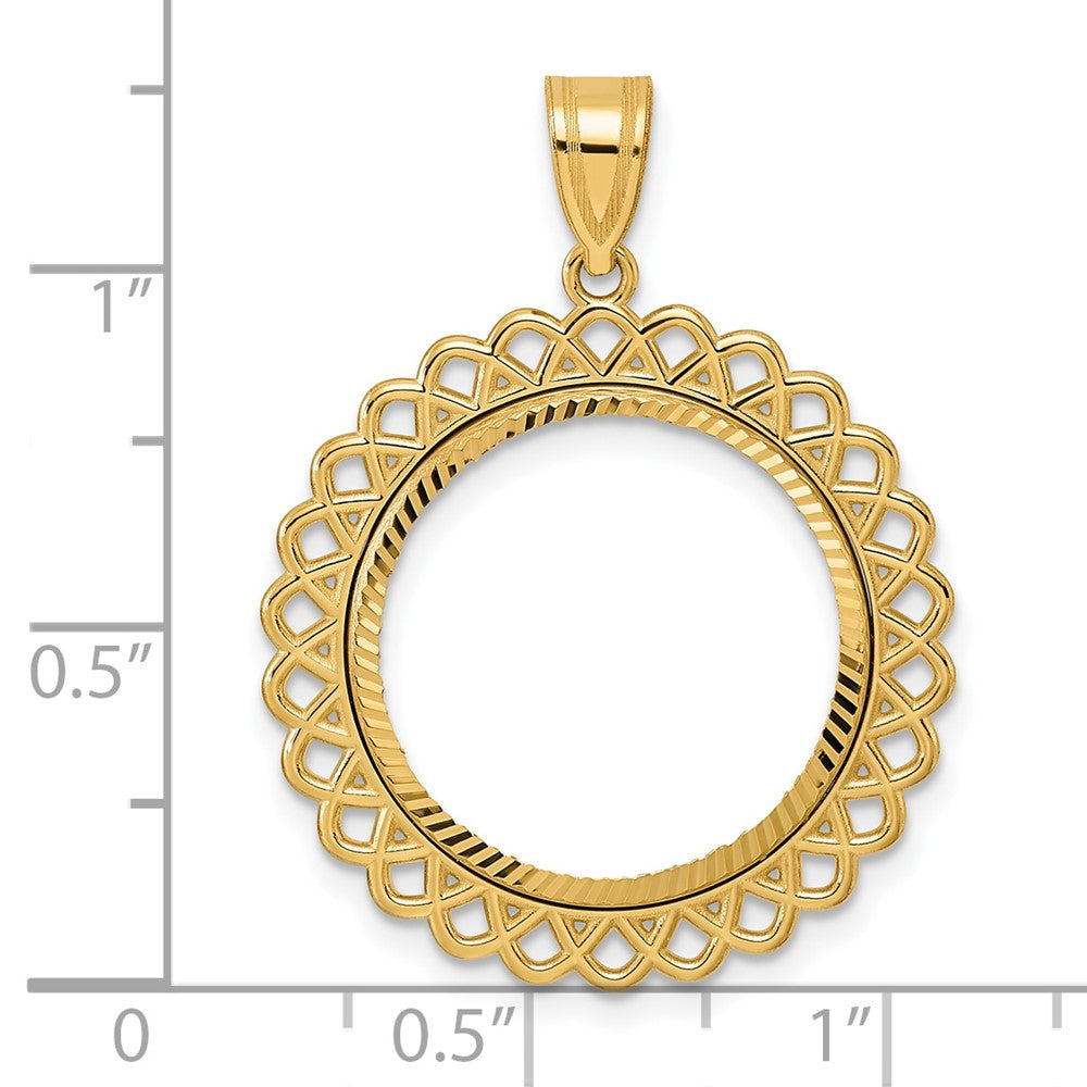 14k Diamond Cut Loop with 18.0mm Prong Coin Bezel Pendant