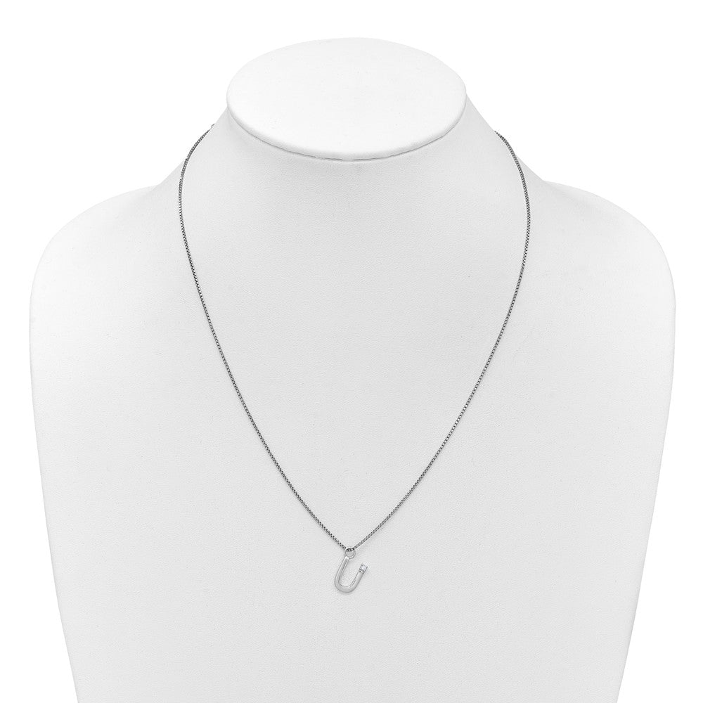 White Ice Sterling Silver Rhodium-plated 18 inch Diamond Letter U Initial Necklace plus 2 inch Extender 18 Inches