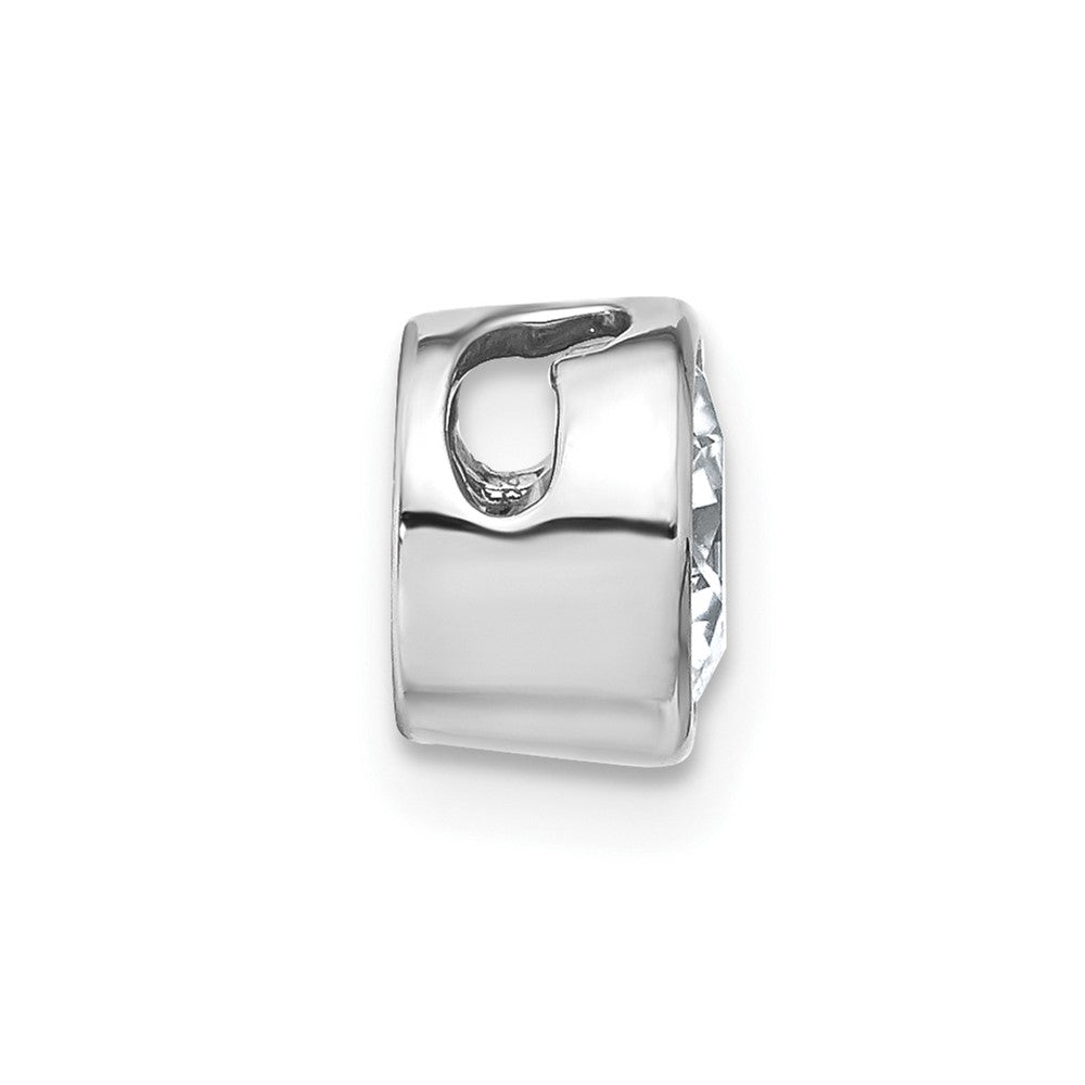 14k White Gold Round Bezel D E F Pure Light Moissanite Chain Slide