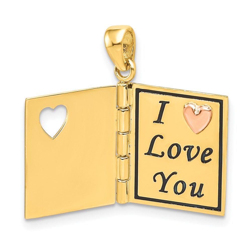 14K Two-tone Moveable 3D DEAREST MOM Book Pendant