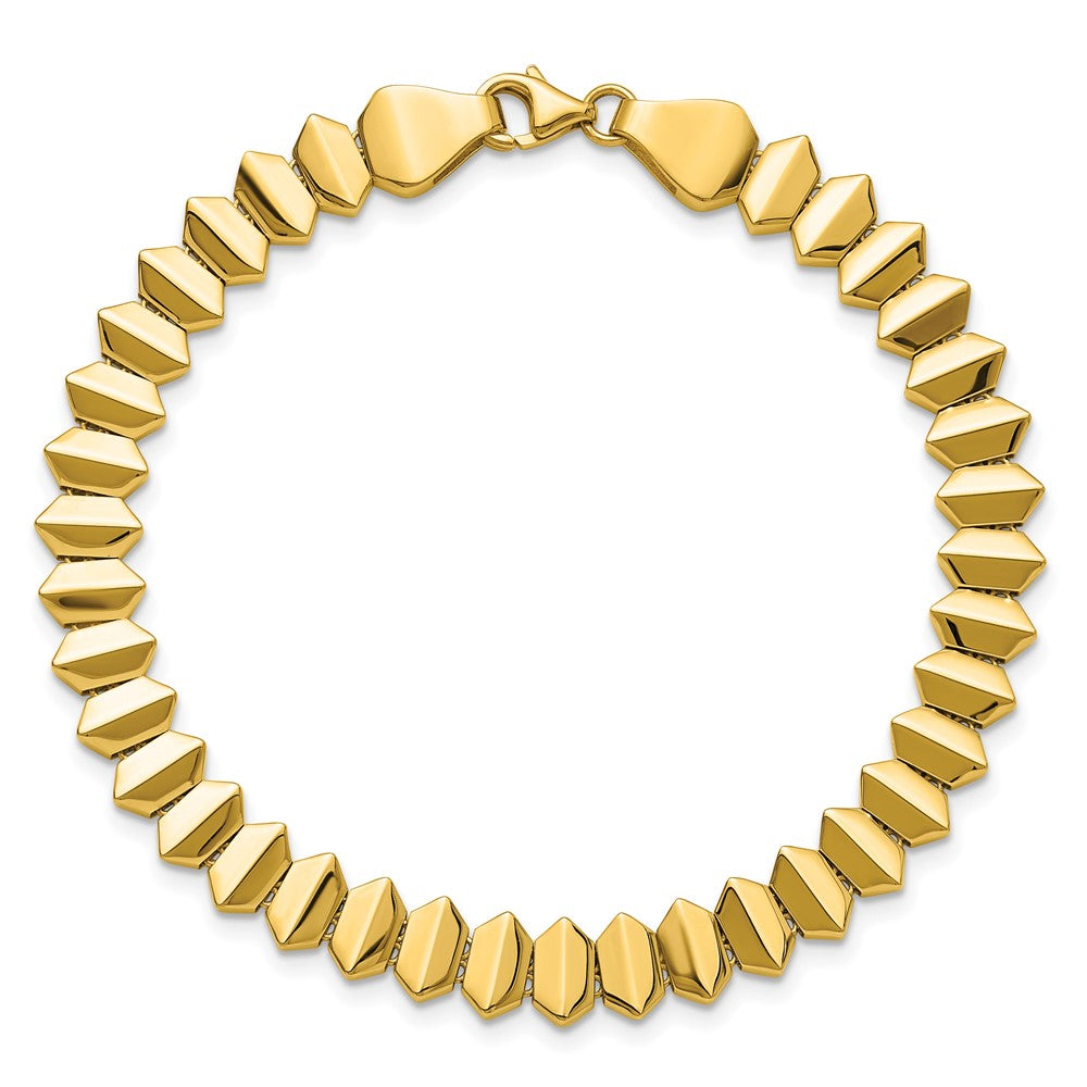14K Polished Fancy Geometric Link Bracelet 7.5  inches