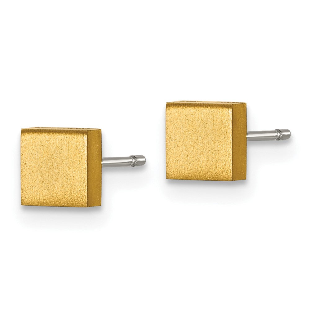 Titanium Brushed Yellow IP-plated Square Post Earrings