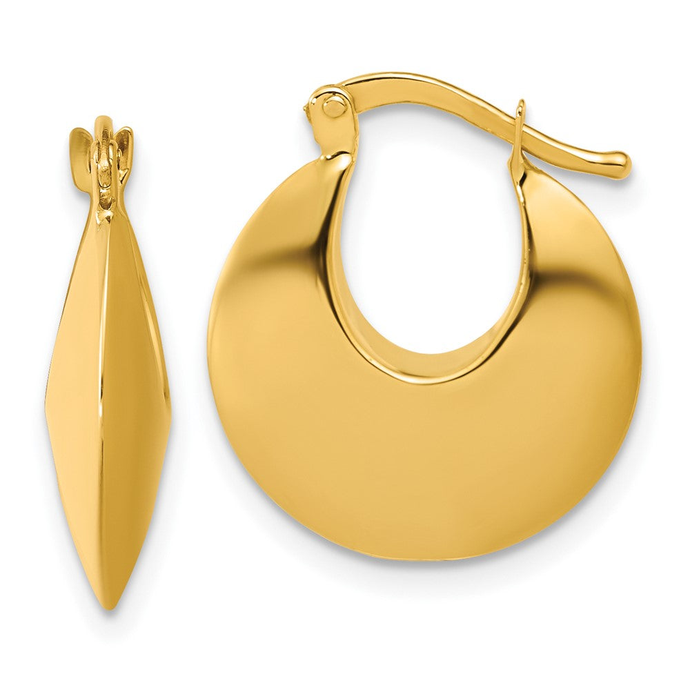 14K Polished Round Hoop Earrings