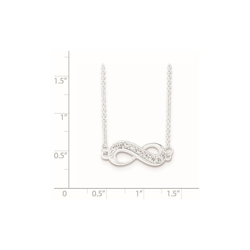 Sterling Silver CZ Infinity Necklace 16.5 Inches