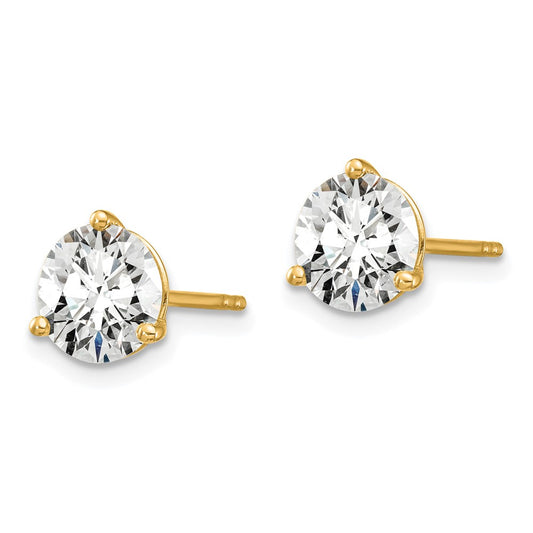 14k Yellow Gold 1 3/4 ctw Lab Grown Diamond VS+ F+ Round 3 Prong Heavy Wt. Stud Earrings