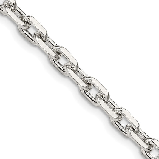 Sterling Silver 4.9mm Beveled Oval Cable Chain 22 Inches
